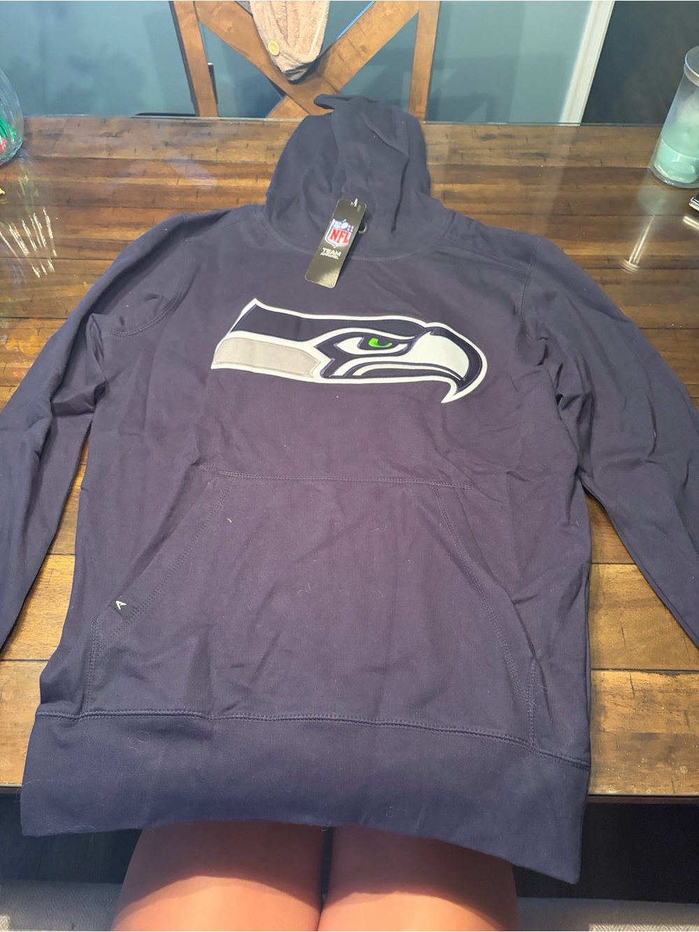 NFL Seattle Seahawks Navy Pullover Hoodie with Team Logo